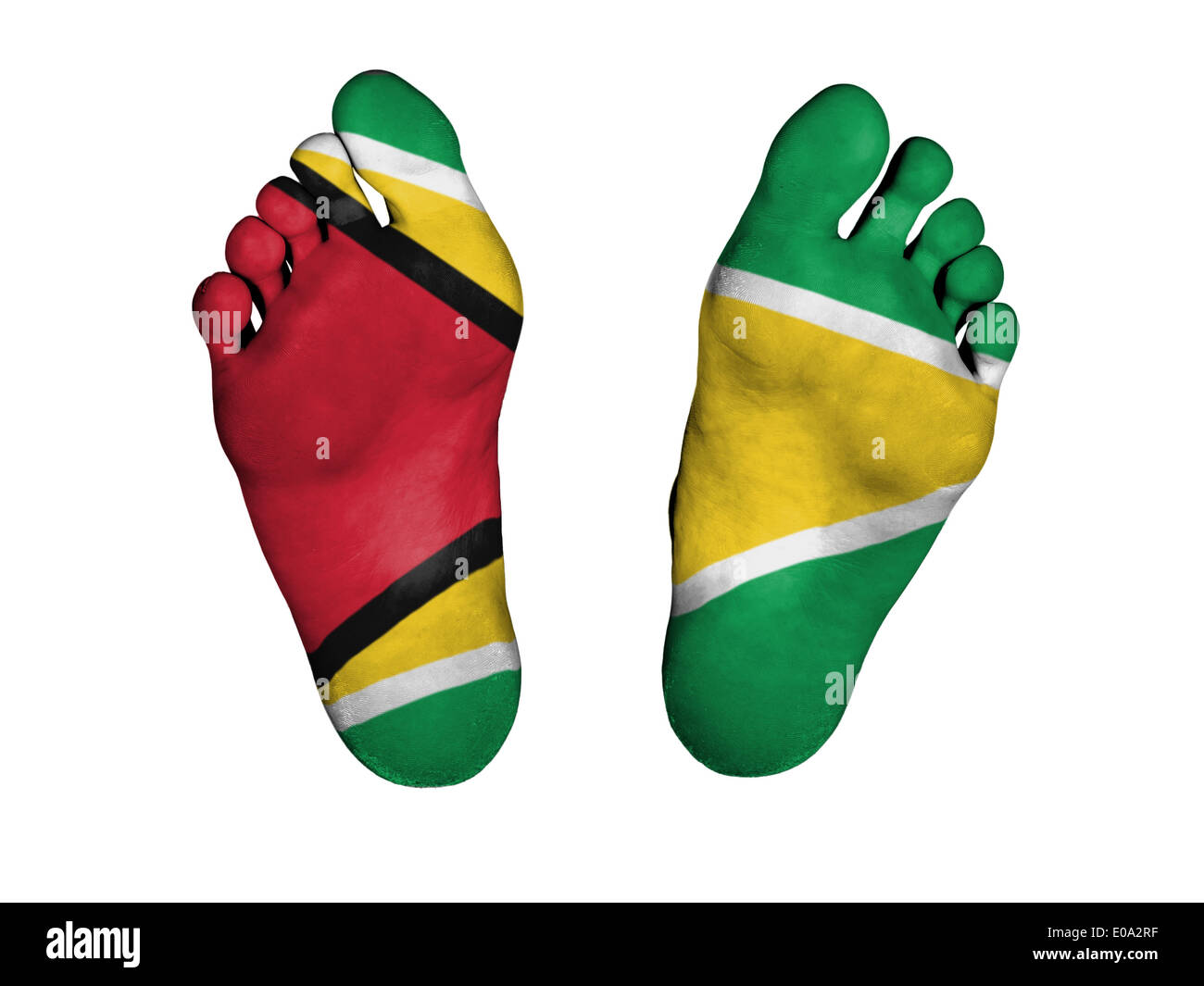 Feet with flag  sleeping or death concept  flag of Guyana Stock Photo