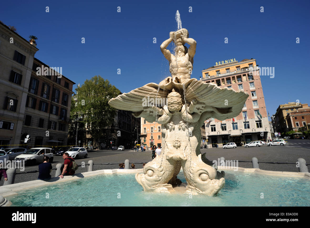italy, rome, piazza barberini, bernini triton fountain Stock Photo - Alamy