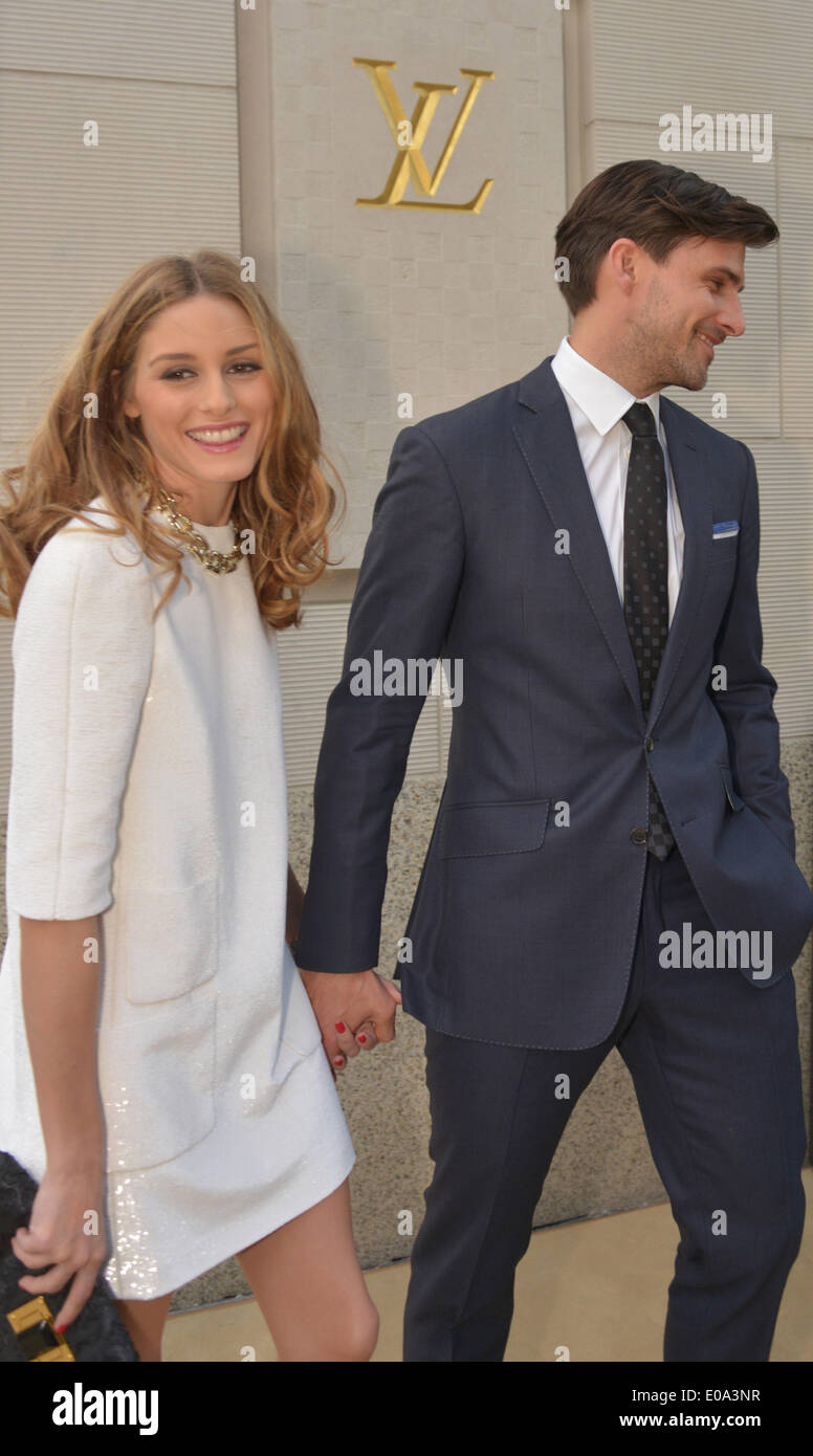 Frankfurt, Germany. 06th May, 2014. German Model Johannes Huebl and  american socialite Olivia Palermo attend to the opening of the Louis  Vuitton Global Store in Frankfurt, Germany. On May 6, 2014./picture alliance