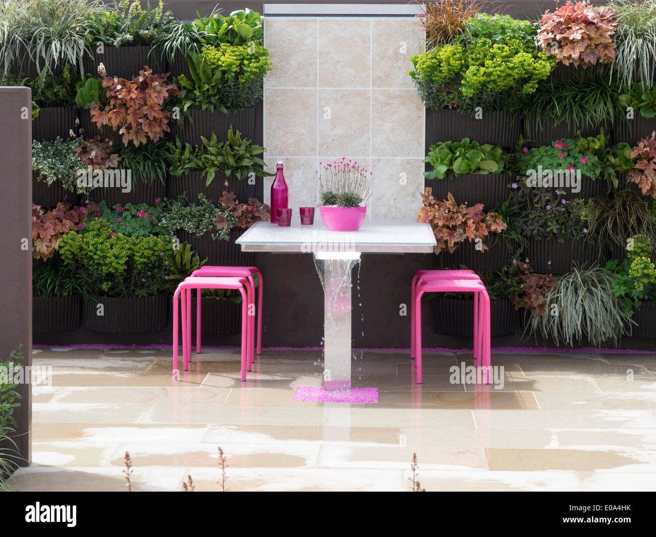 Malvern, Worcestershire, UK, 7th May 2014 RHS Malvern Spring show.  The Garden with a pink them is Blush from Outer Space Designs Ltd. Credit:  Ian Thwaites/Alamy Live News Stock Photo