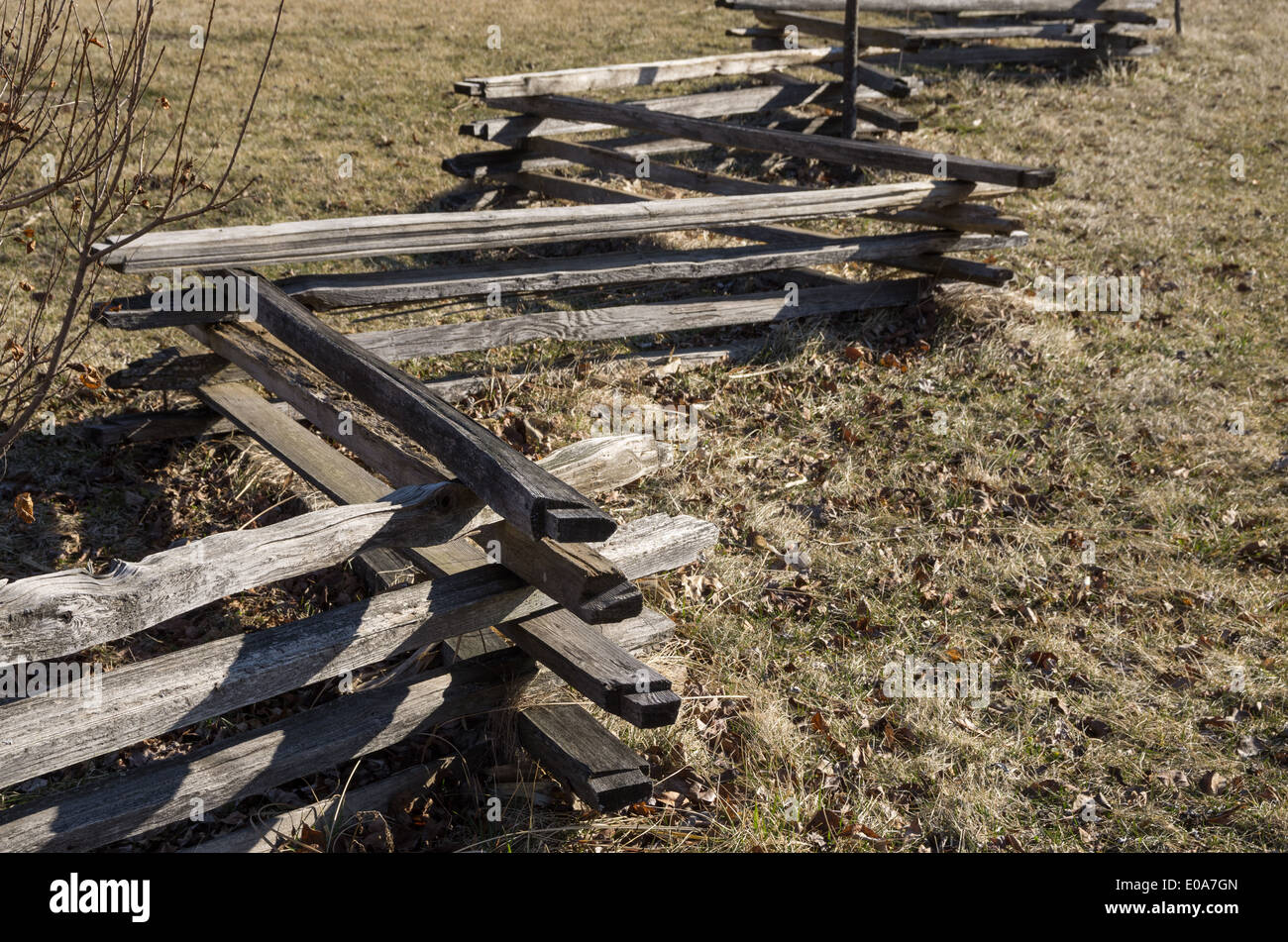 zig zag split rail fence in a field Stock Photo