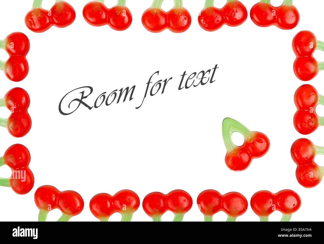 Cherry candy (dutch) isolated against white background room for text