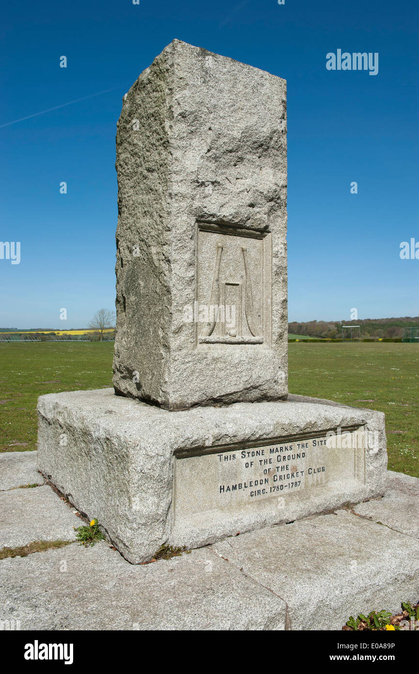 Hambledon Cricket Club memorial stone, Hambledon, Hampshire UK Stock Photo