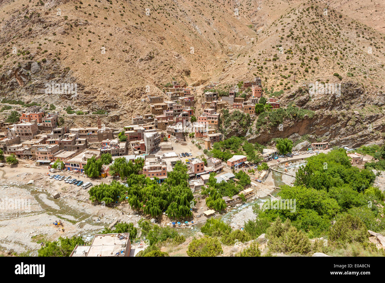 View of the village of Setti-Fatma in the Ourika valley in the Atlas mountains, Morocco, North Africa. Stock Photo