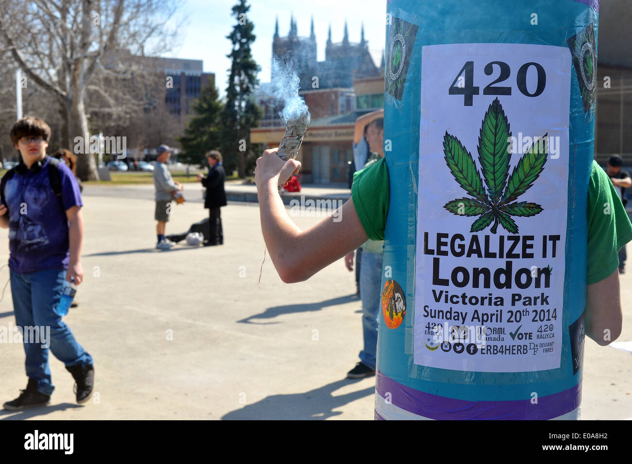 Images from the annual 420 pro cannabis day held in London, Ontario on the 20th April 2014. Stock Photo