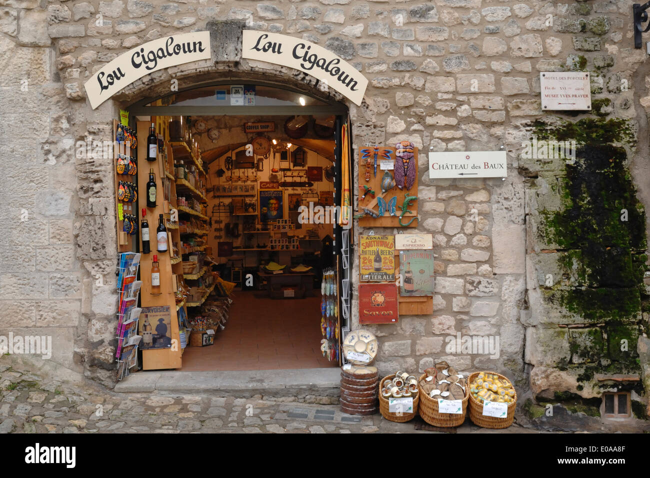 a Souvenir shop in a Village of Le Baux de Provence Stock Photo