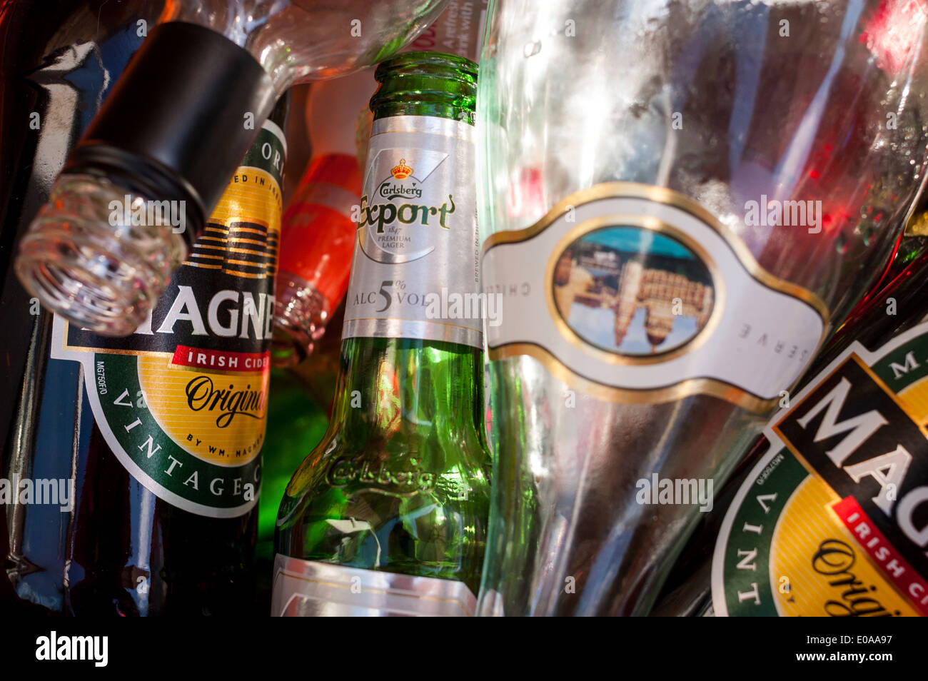 Glass Bottles in Recycling Bin Stock Photo Alamy