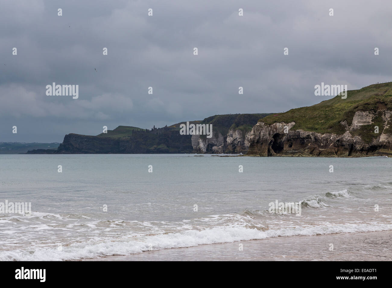 Northern Ireland Pink Portrush White Rock Beach coastal road Stock Photo