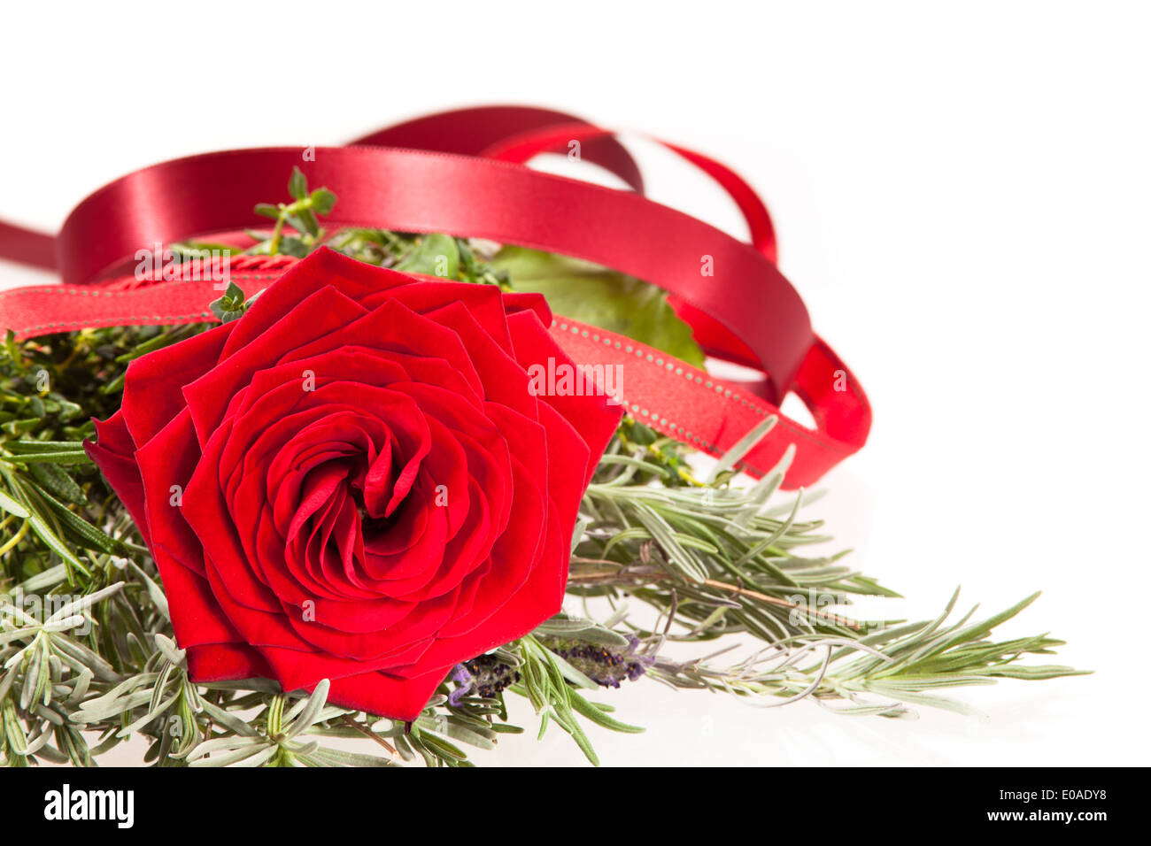 Rose bouquet with herbs Stock Photo