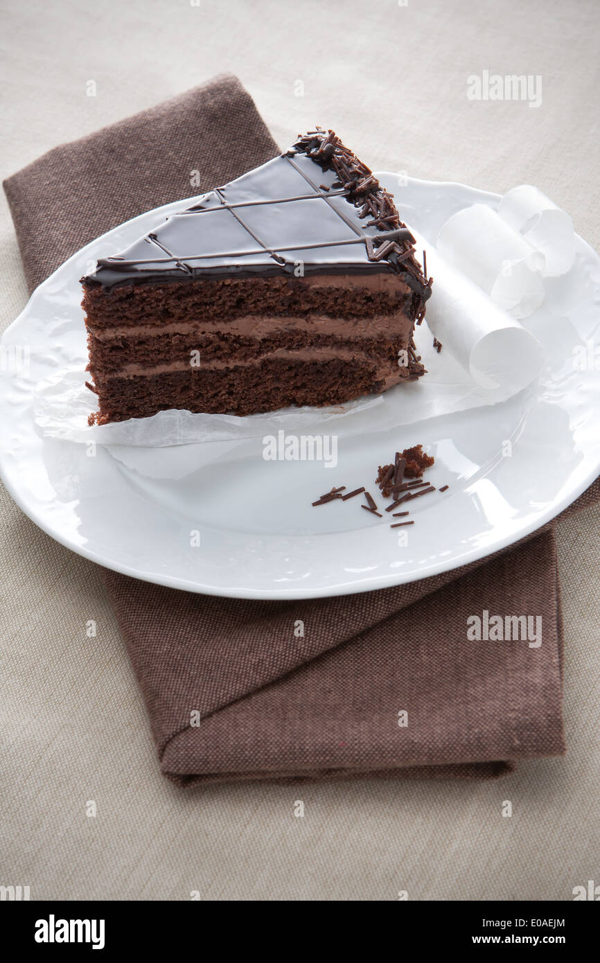 Slice Of Gourmet Chocolate Cake Stock Photo Alamy