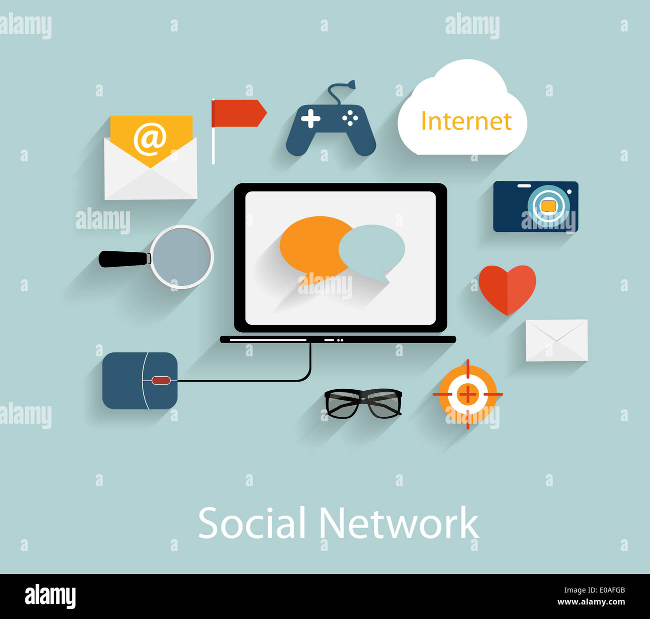 Social Network Concept Flat Vector Illustration Stock Photo - Alamy