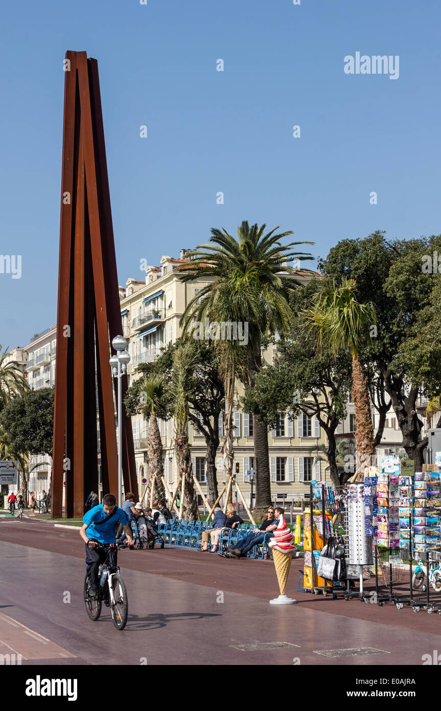 Promenade des Anglais, Nice, Alpes Maritimes, Provence, French Riviera, Mediterranean, France, Europe,  Stock Photo