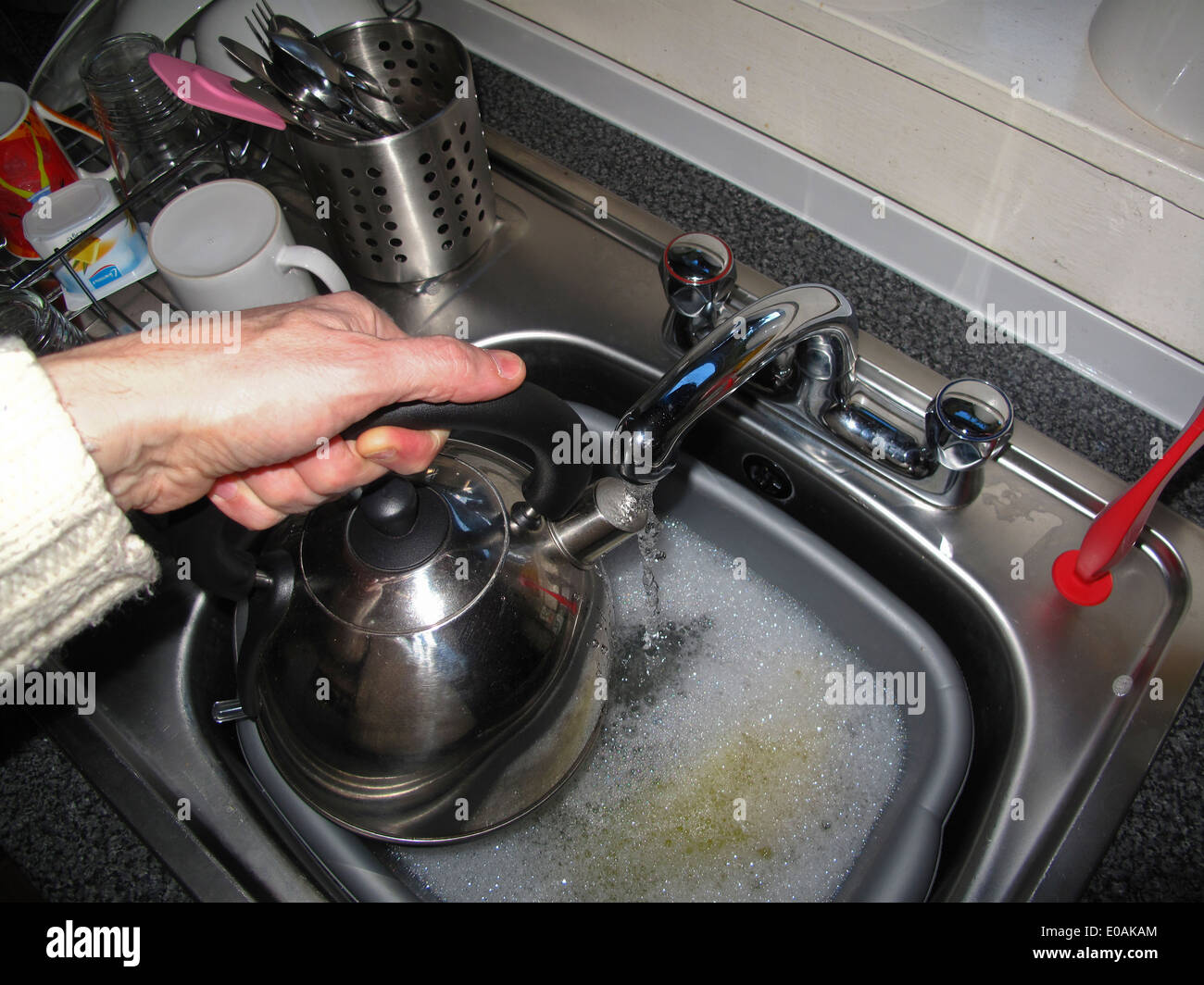 Close-up of a green plastic Bodum electric kettle Stock Photo - Alamy