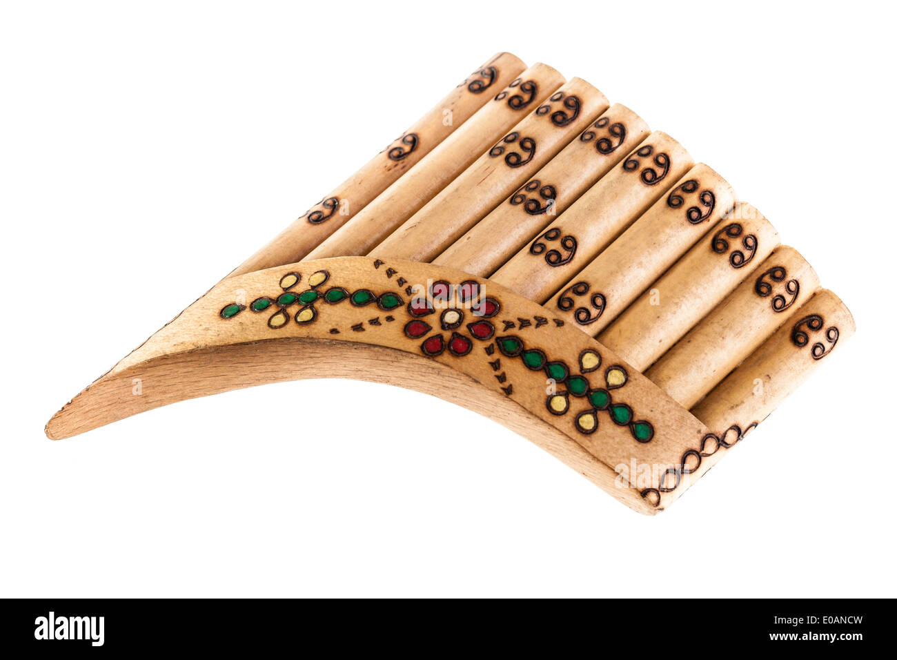 a wooden pan flute isolated over a white background Stock Photo Alamy