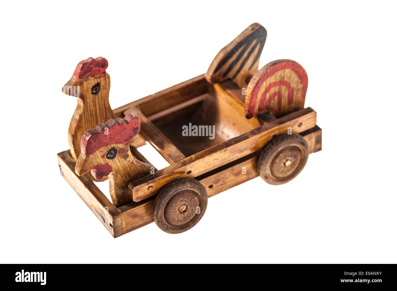 a wooden old toy car isolated over a white background Stock Photo - Alamy