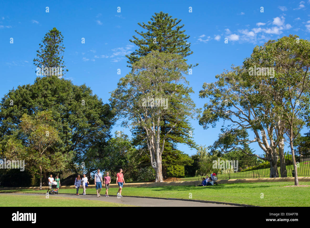 Sydney Australia,Royal Botanic Gardens,man men male,woman female women,family families parent parents child children,walking,path,trees,park,AU1403090 Stock Photo