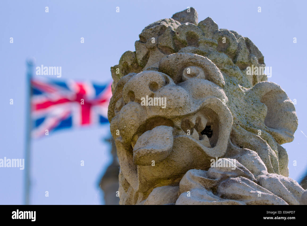 Sculpture of English Imperial Lions Head Hampton Court London Stock Photo