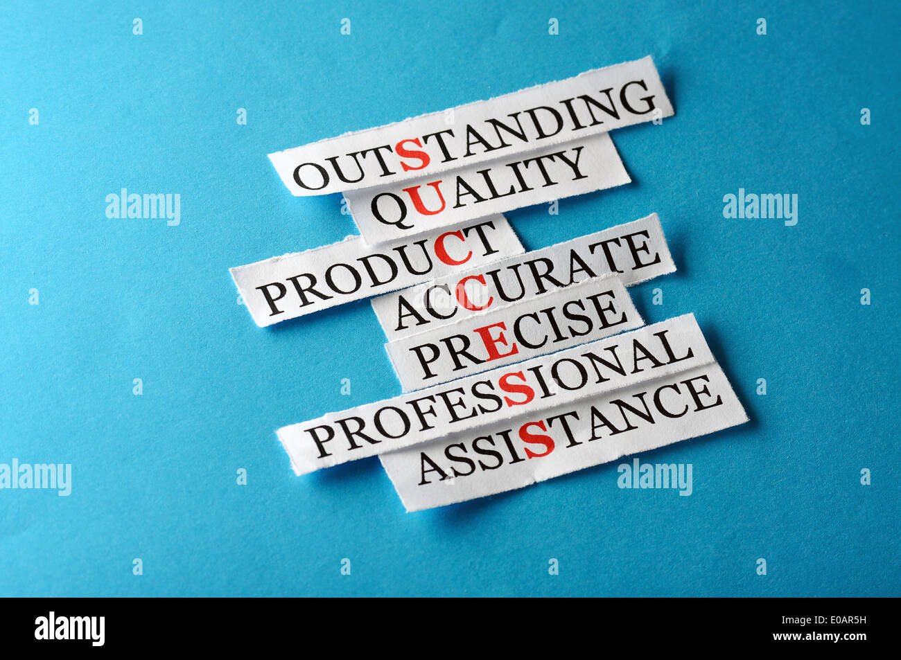 Success acronym in business concept, words on cut paper hard light  Stock Photo