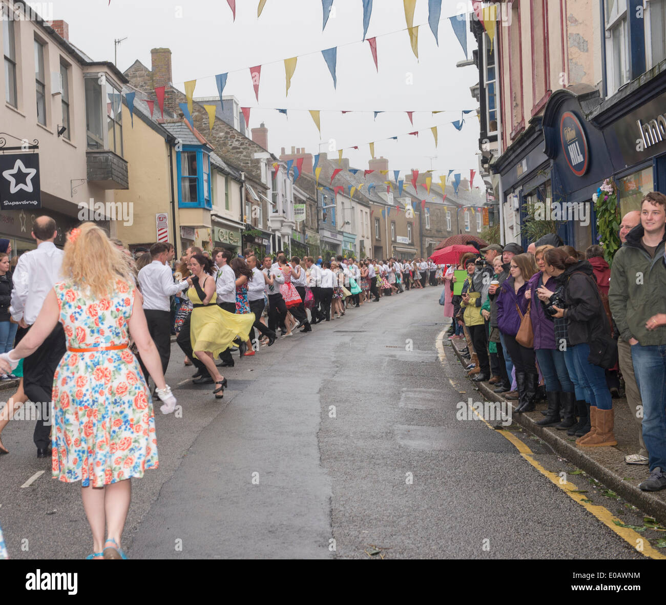 Helston Flora Day morning dance which commences at 7am Stock Photo