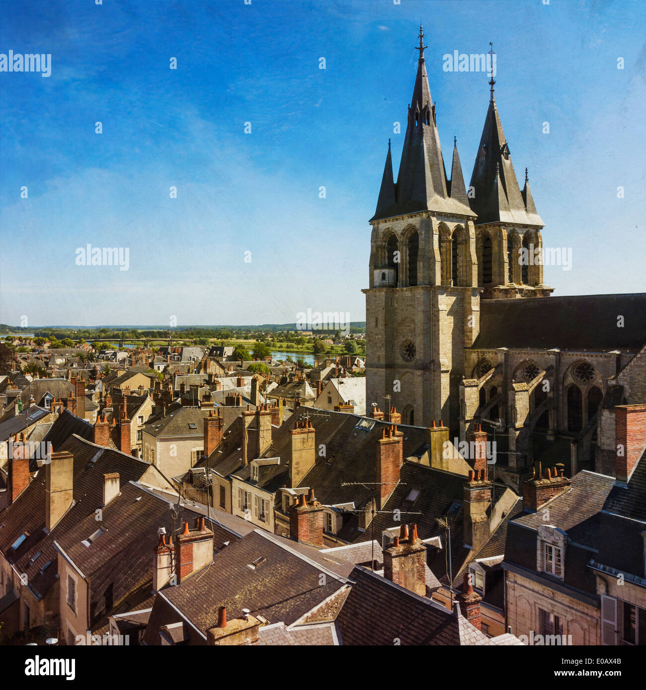 France, Centre, Loir-et-Cher, Blois, Cityscape and Saint Nicolas Church Stock Photo