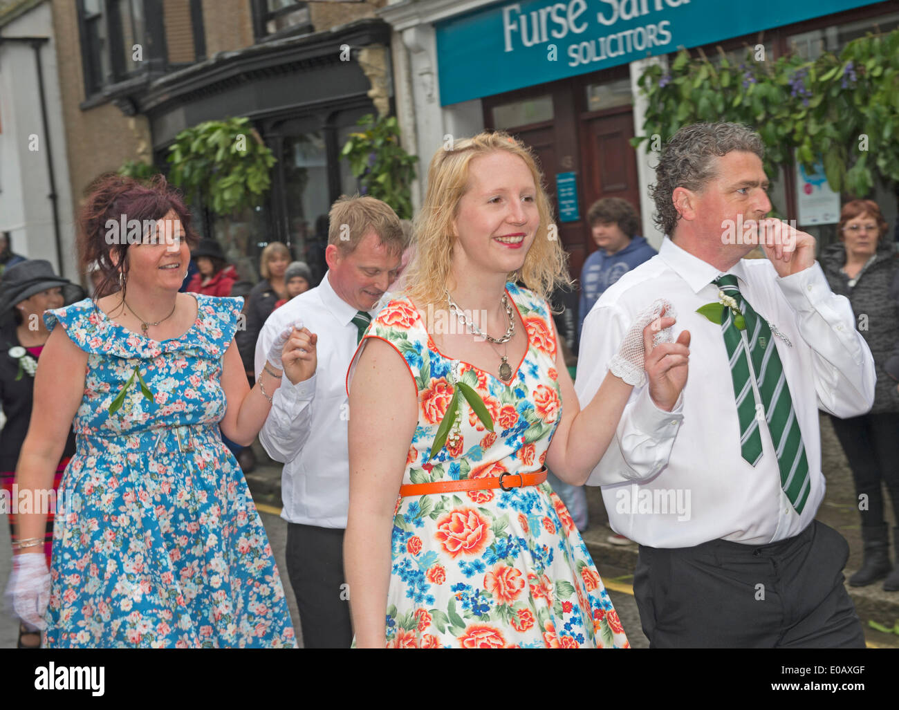 Helston Flora Day morning dance which commences at 7am Stock Photo
