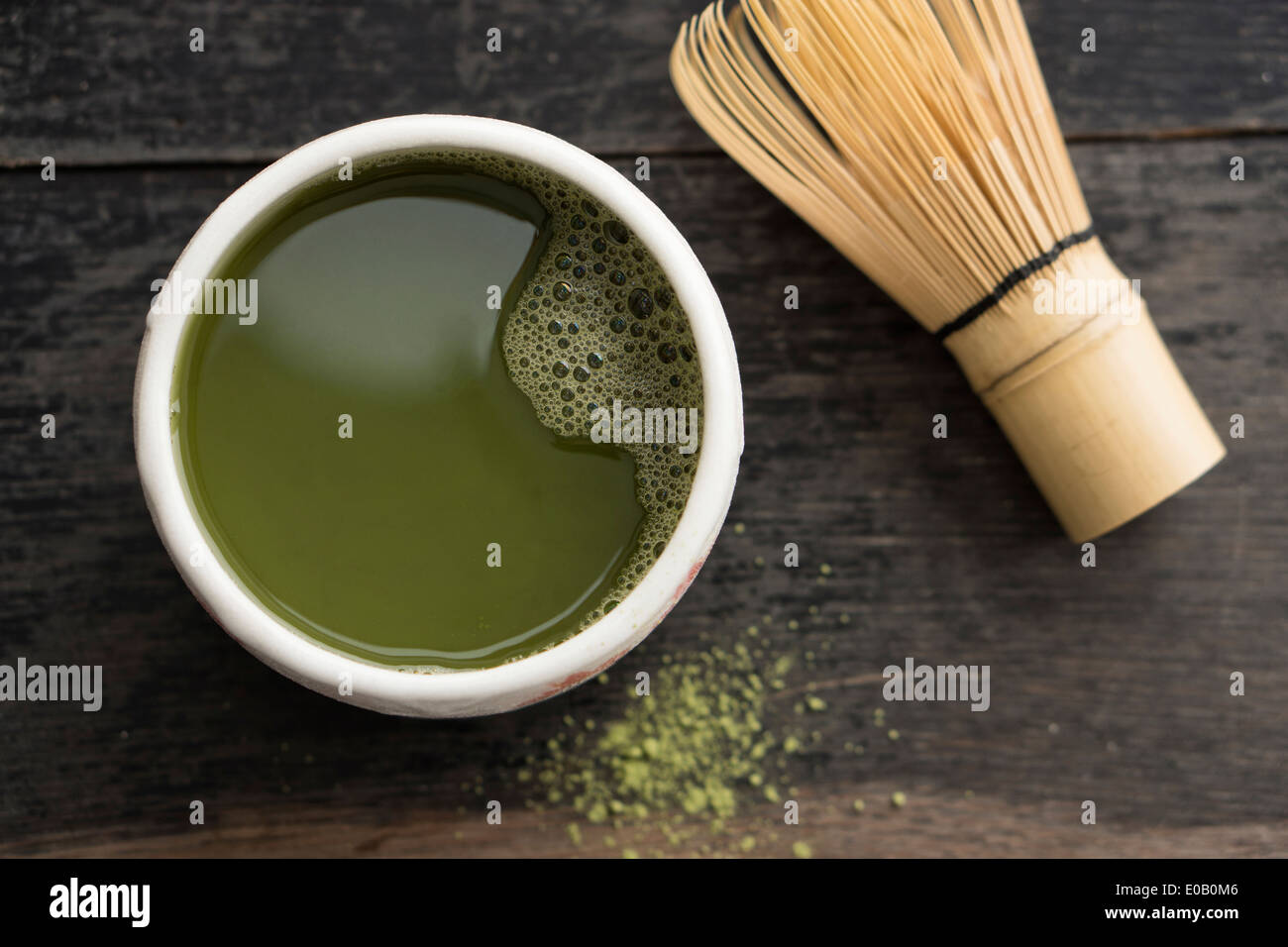 Green Matcha Tea in cup with Chasen Stock Photo Alamy