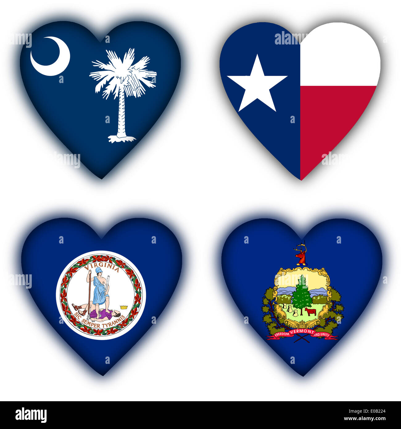 Flags in the shape of a heart 4 different US states Stock Photo Alamy