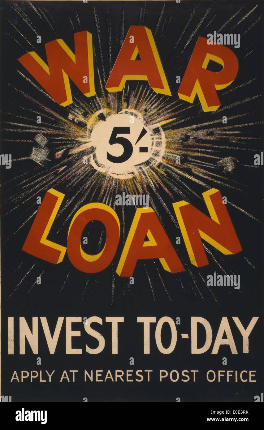 War loan. Invest to-day. Apply at nearest post office [1915] Stock Photo