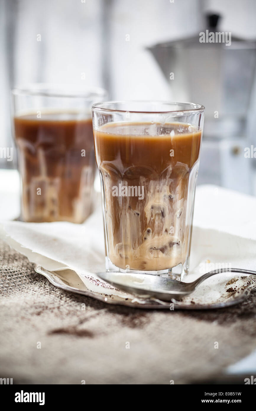 Iced coffee with sweet condensed milk Stock Photo Alamy