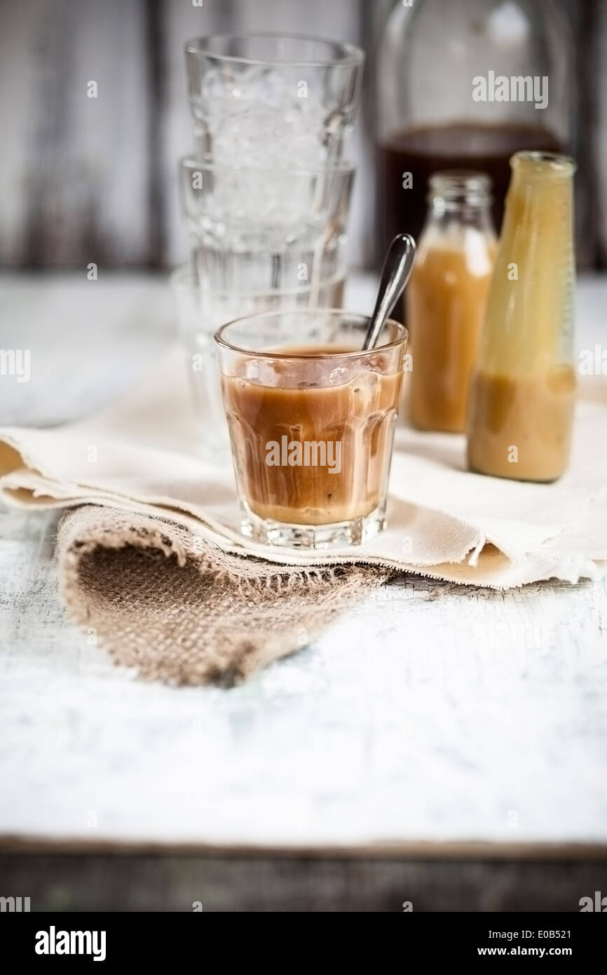 Thai iced tea with black ceylon tea and sweet condensed milk Stock