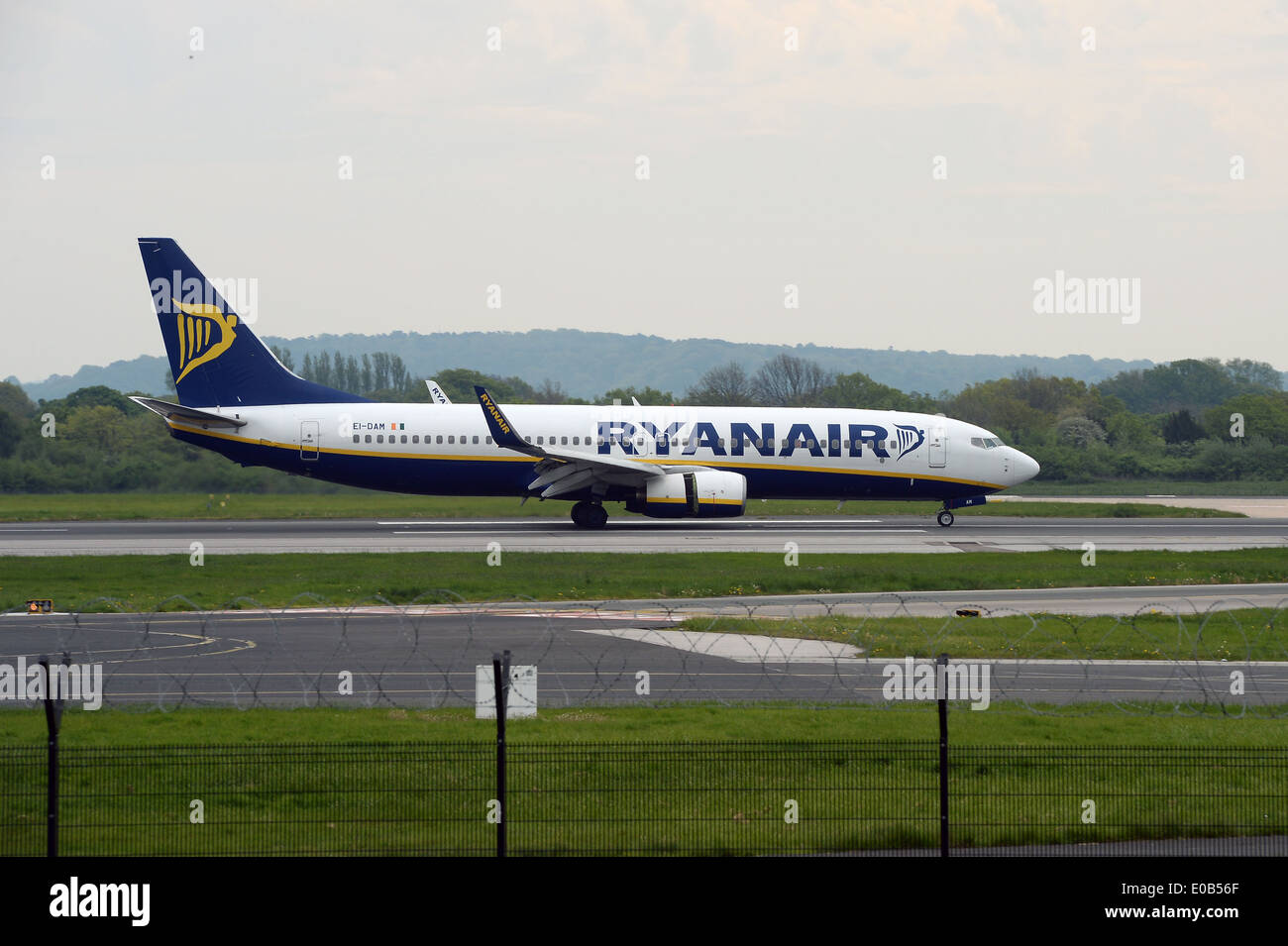 A Ryanair Boeing 737 taxiing at Manchester Airport. Stock Photo