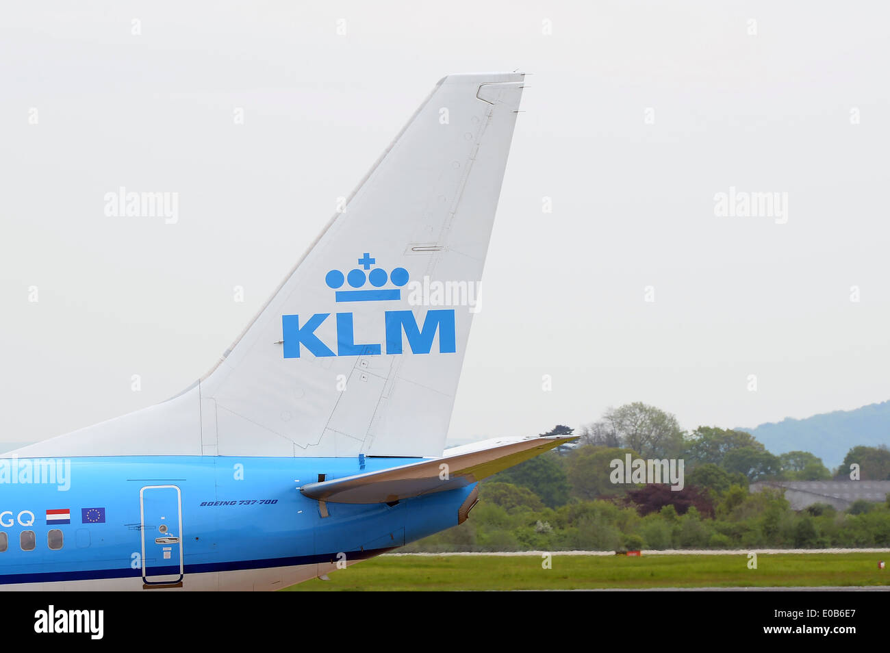 Royal Dutch Airlines KLM Boeing 737 (PH-BGQ) taxiing at Manchester Airport. Stock Photo