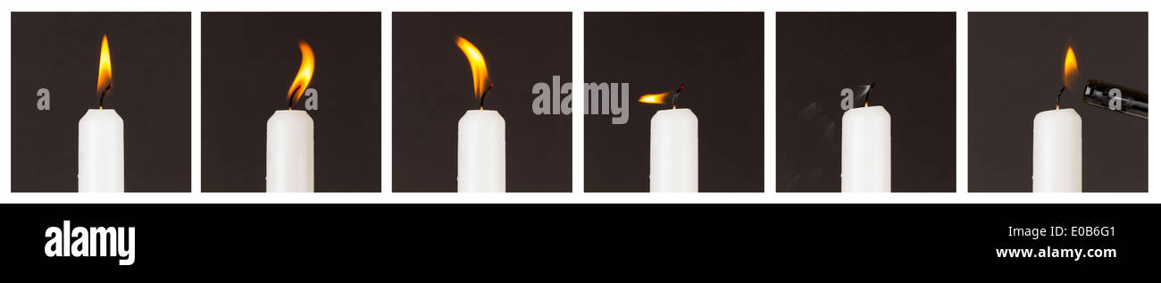White candle isolated against a black background Stock Photo - Alamy