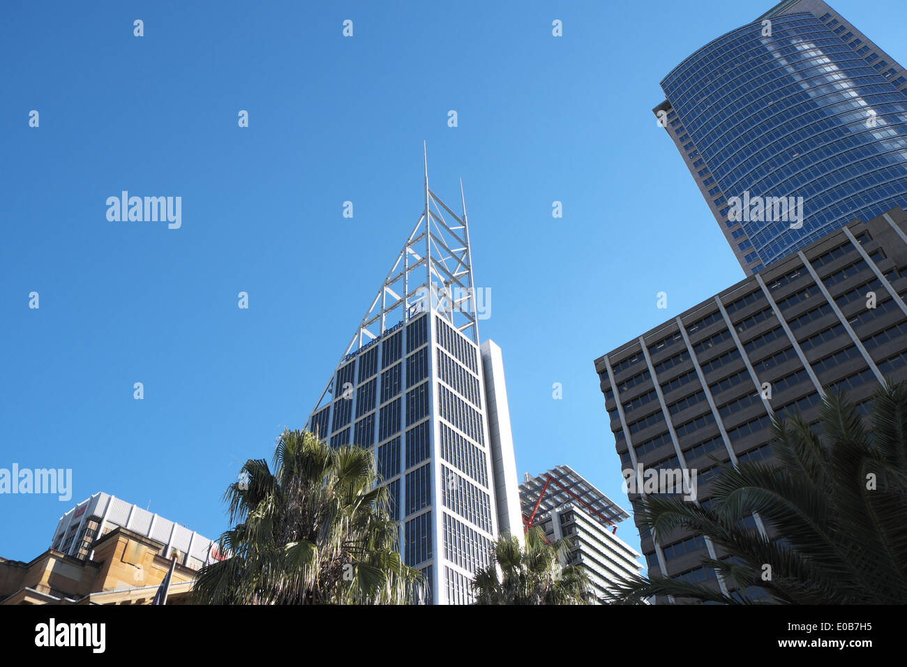 high rise office buildings in Sydney city centre as viewed from macquarie street,Sydney Stock Photo
