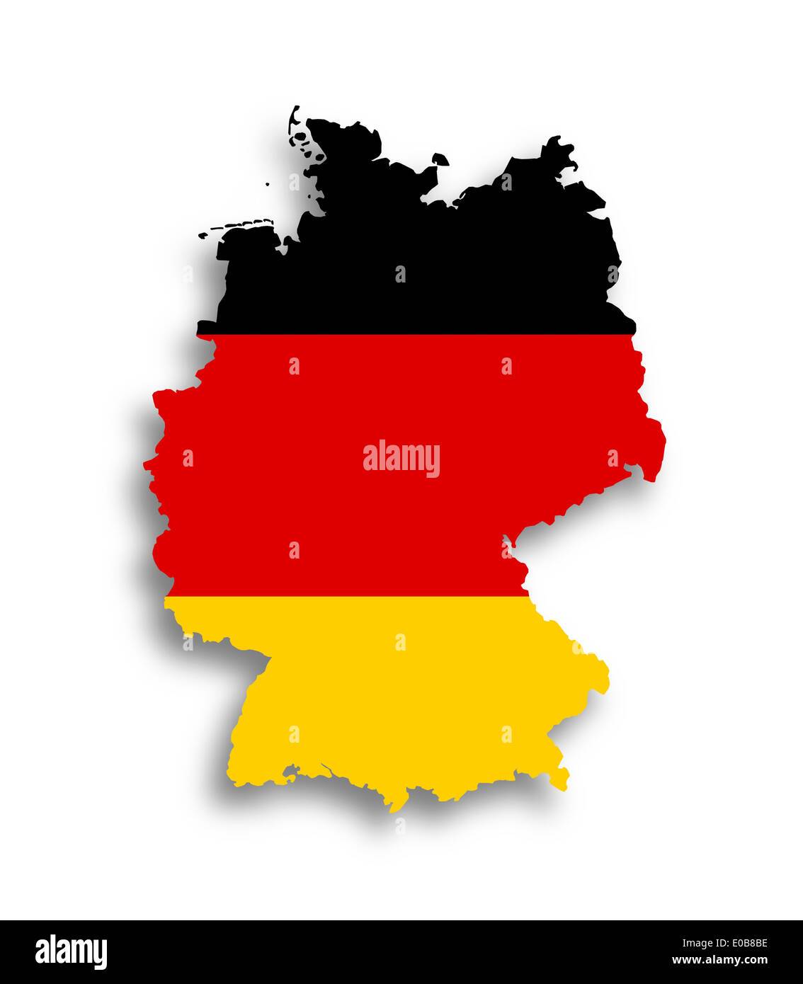Map of the Federal Republic of Germany with national flag isolated Stock Photo
