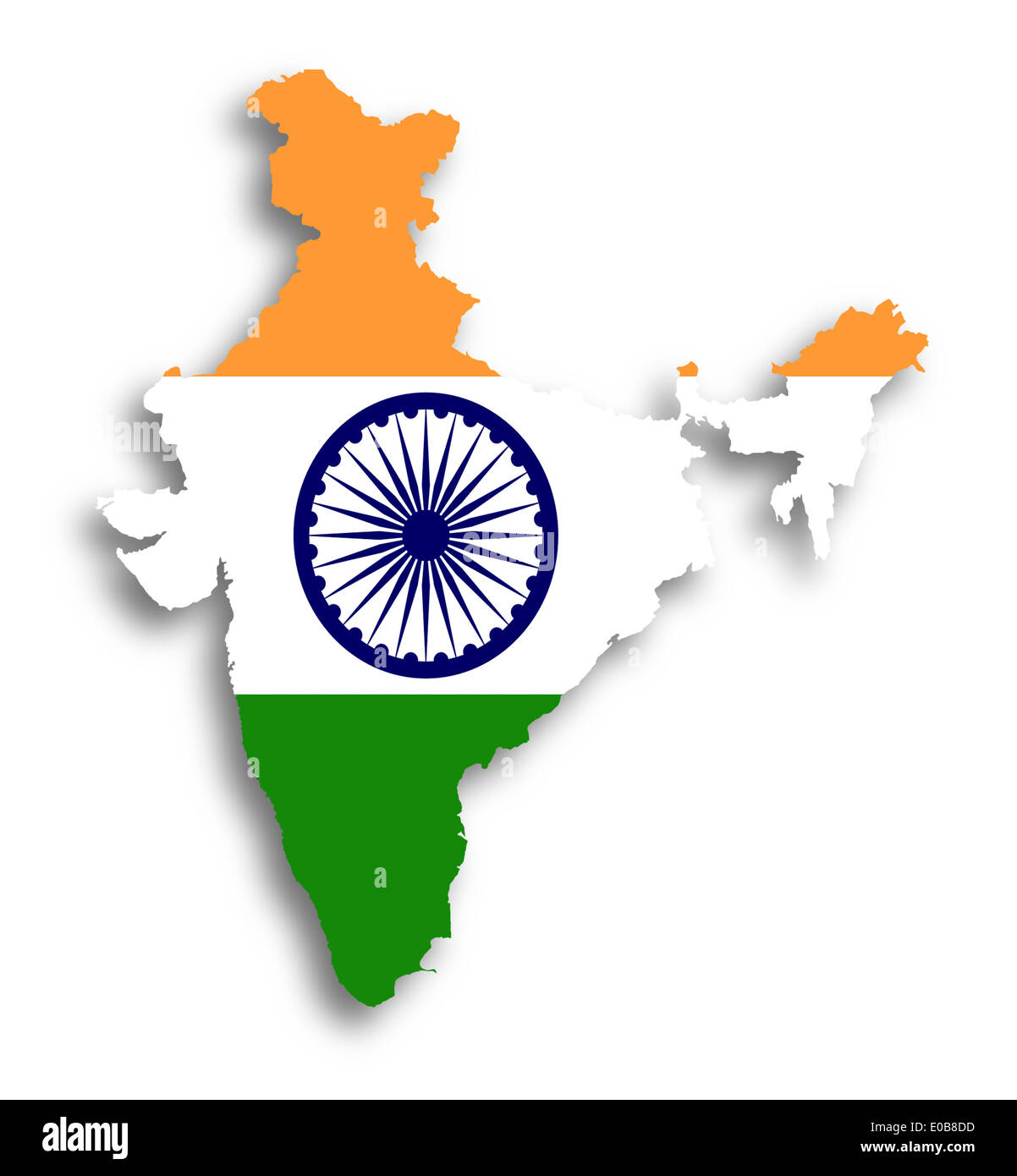 Map of India filled with flag isolated Stock Photo - Alamy