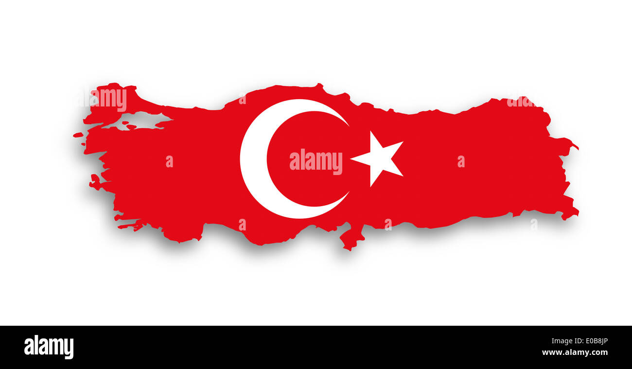 Turkey map with the flag inside  isolated Stock Photo