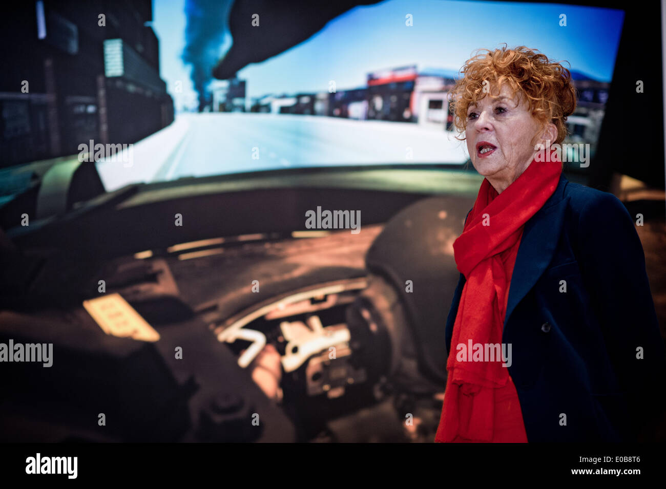 Herlinde Koelbl poses in her new photo exhibition 'Targets' in Berlin, Germany, 08 May 2014. Koelbl has studied typical shooting targets in almost 30 countries for six years. Photo: BERND VON JUTRCZENKA/dpa Stock Photo
