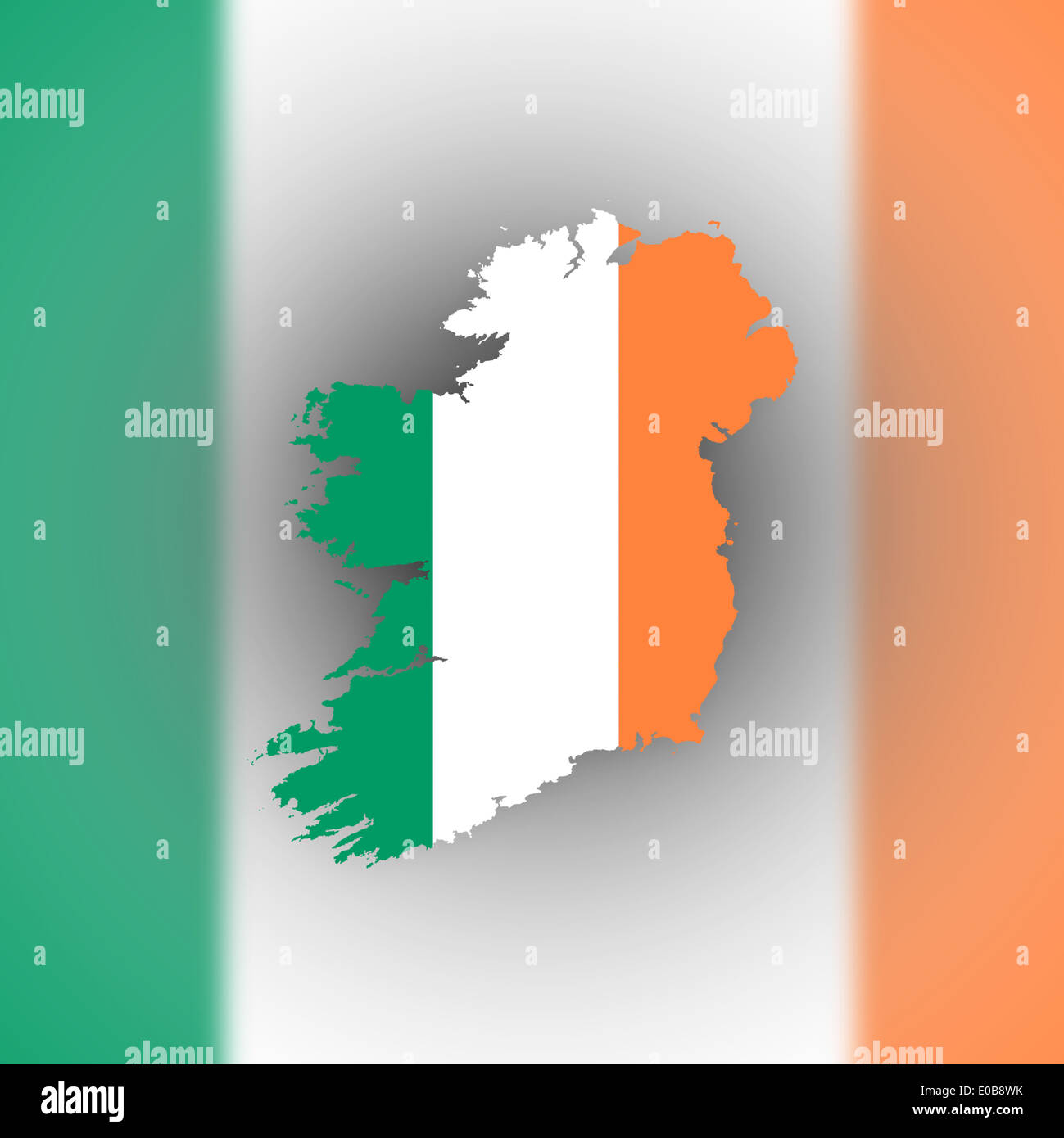 Map of Ireland with flag inside  isolated Stock Photo