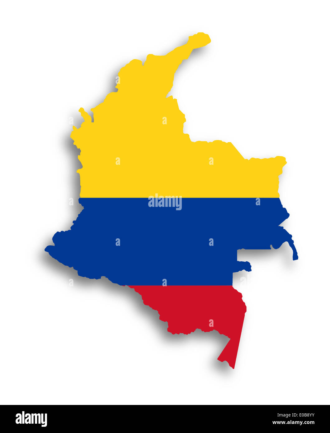 Map of Colombia filled with flag  isolated Stock Photo