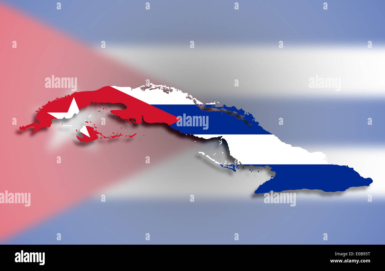 Map of Cuba filled with flag  isolated Stock Photo