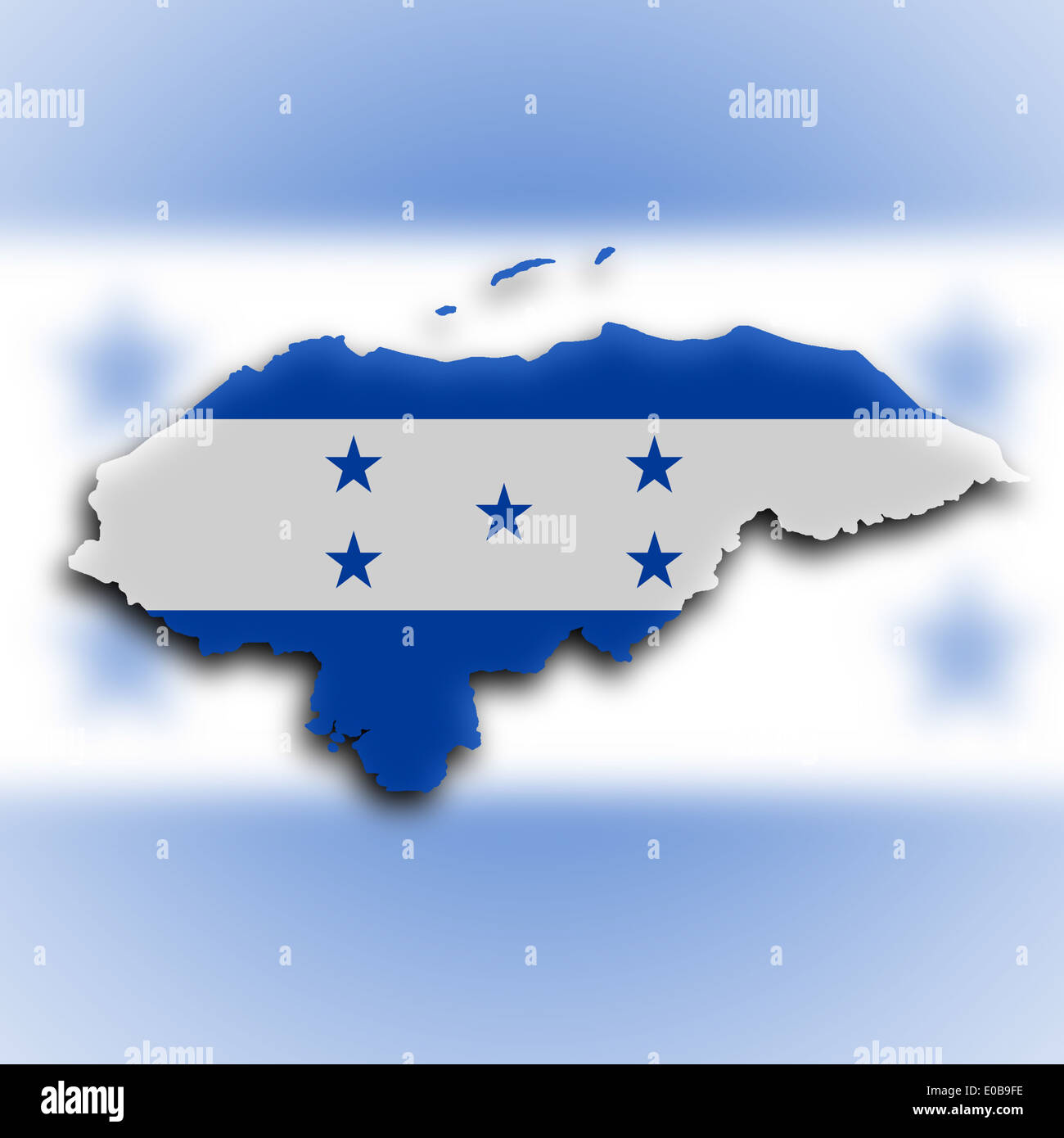 Country shape outlined and filled with the flag  Honduras Stock Photo