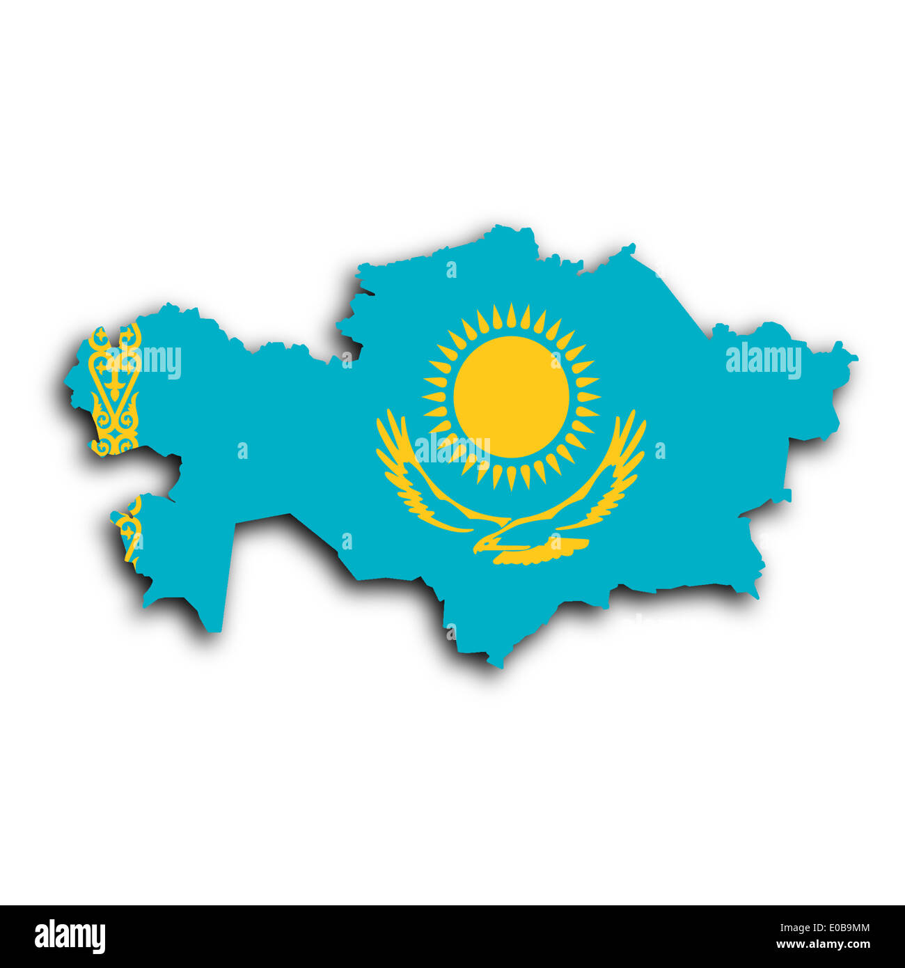 Map of Kazakhstan filled with the national flag Stock Photo Alamy
