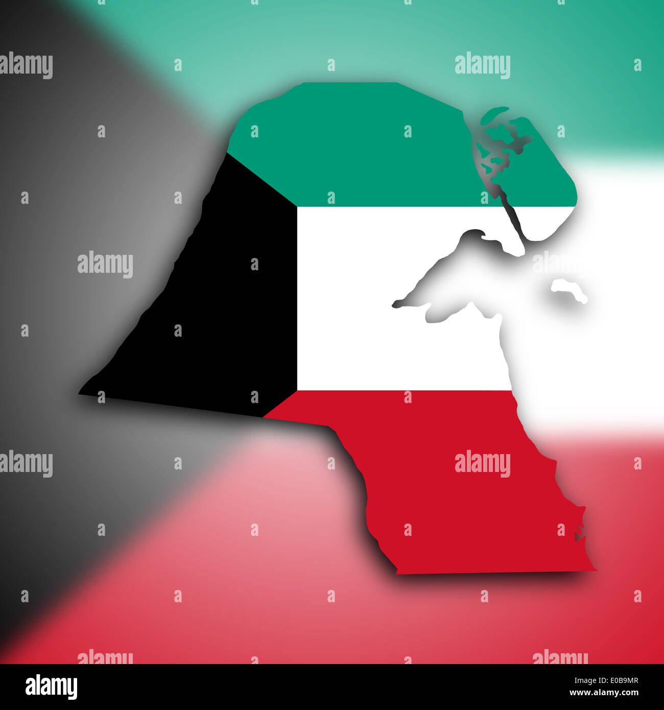 Map of Kuwait filled with the national flag Stock Photo - Alamy