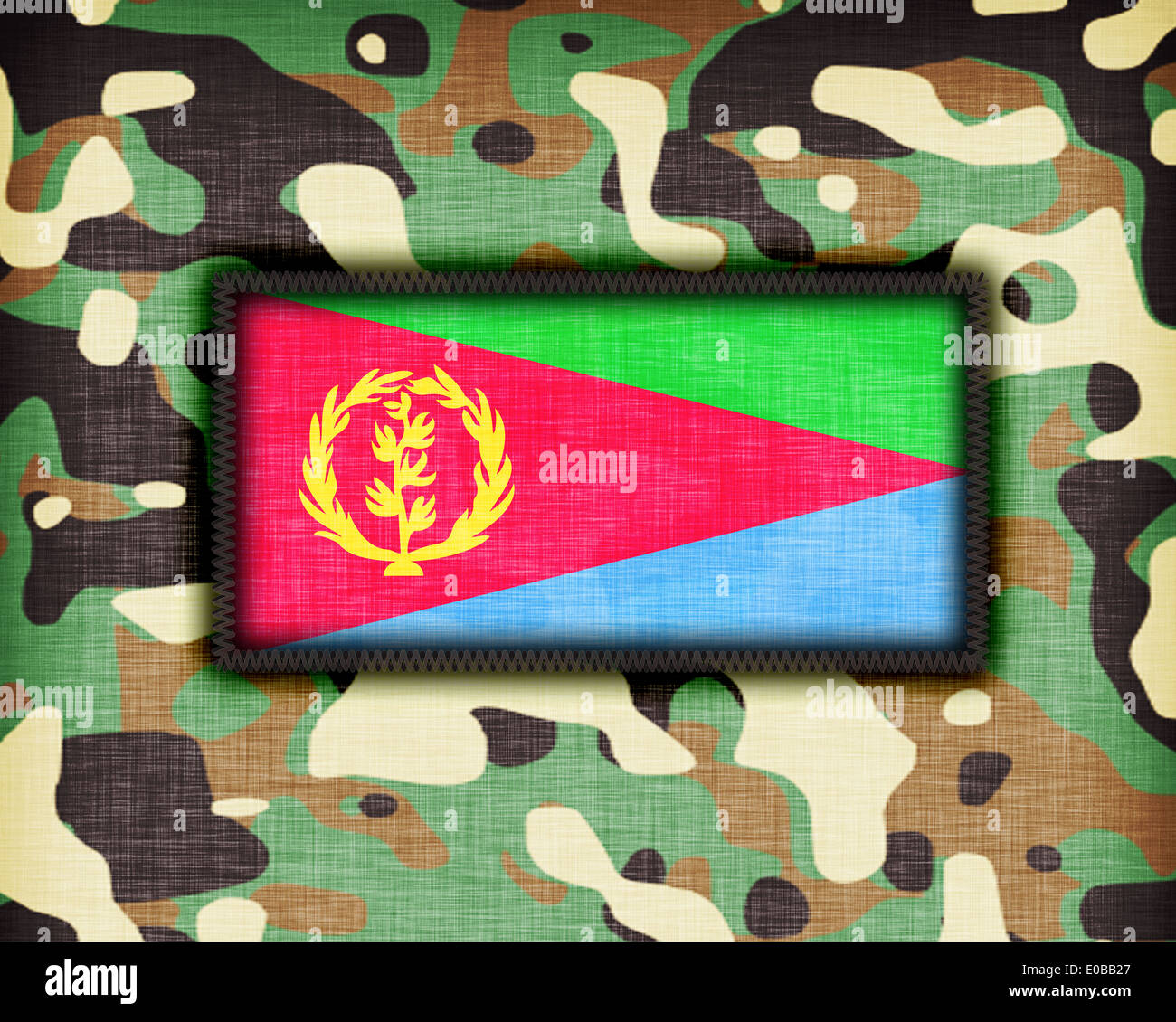 Amy camouflage uniform with flag on it  Eritrea Stock Photo