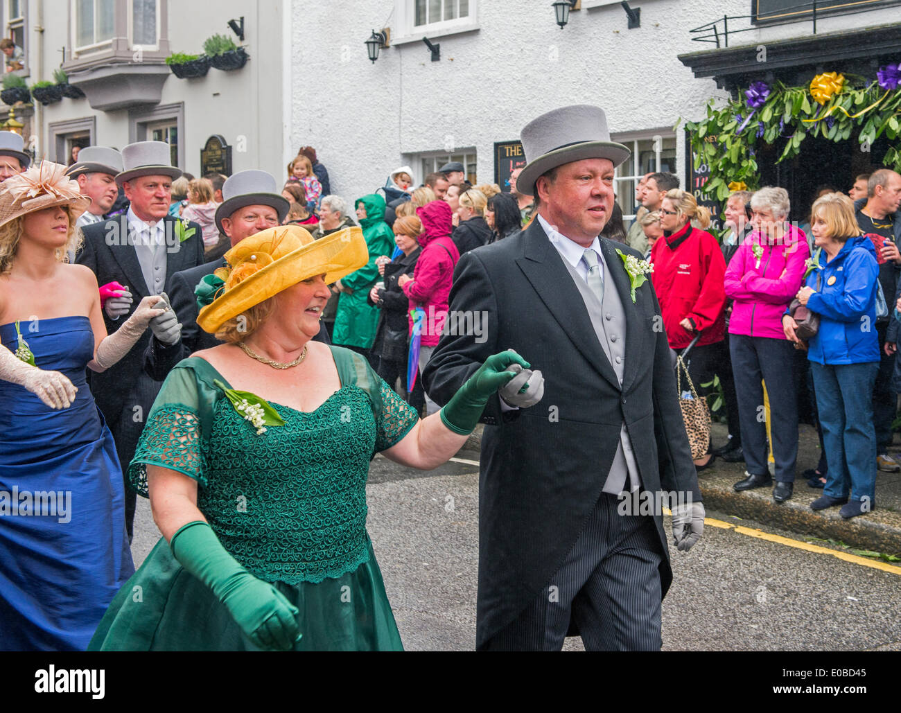 Helston Flora Day 2014 Midday Dance, fancy dresses and Top Hats are worn  Stock Photo - Alamy