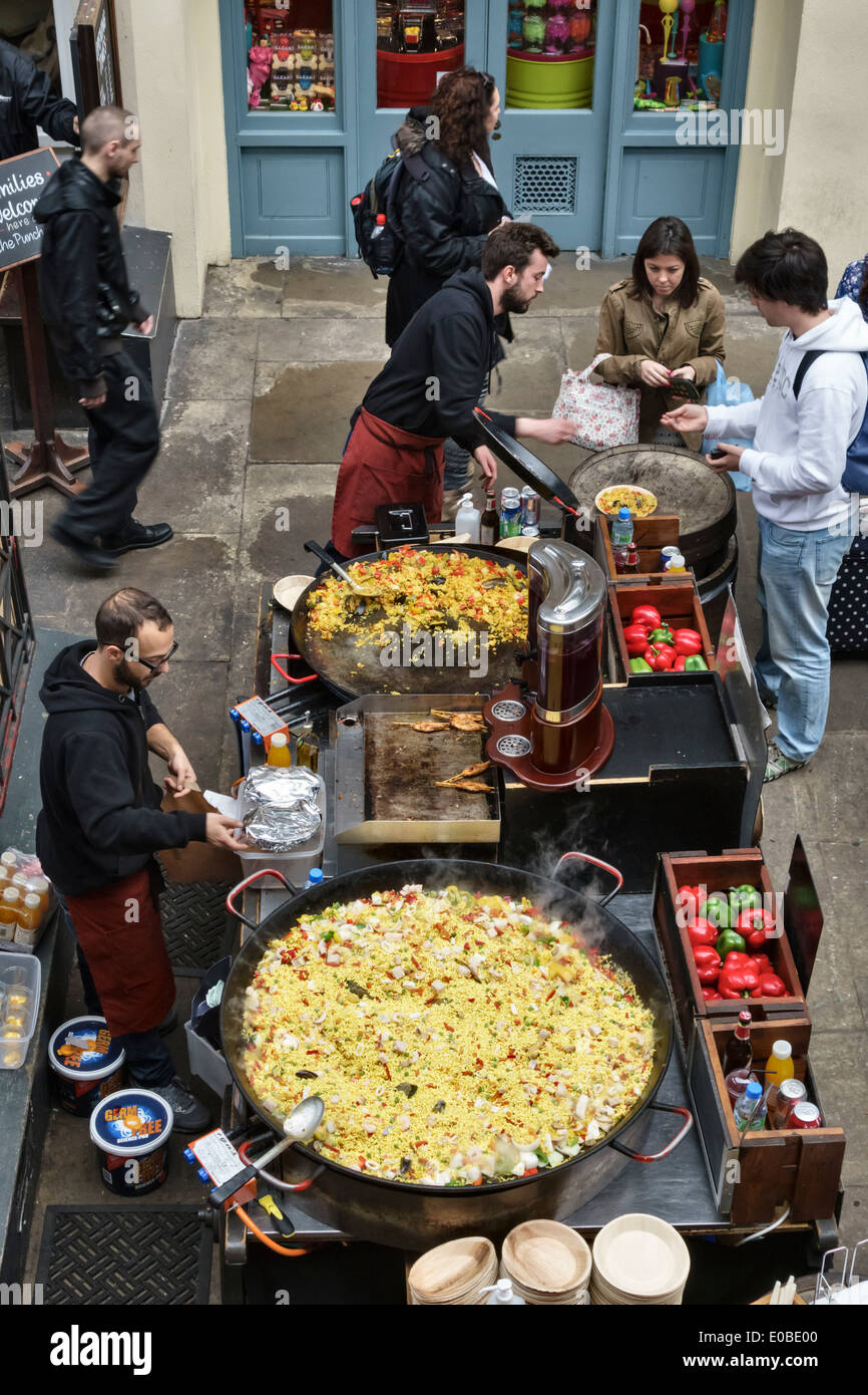 The Hola Paella food stall in the Market Building, Covent Garden, London, UK Stock Photo