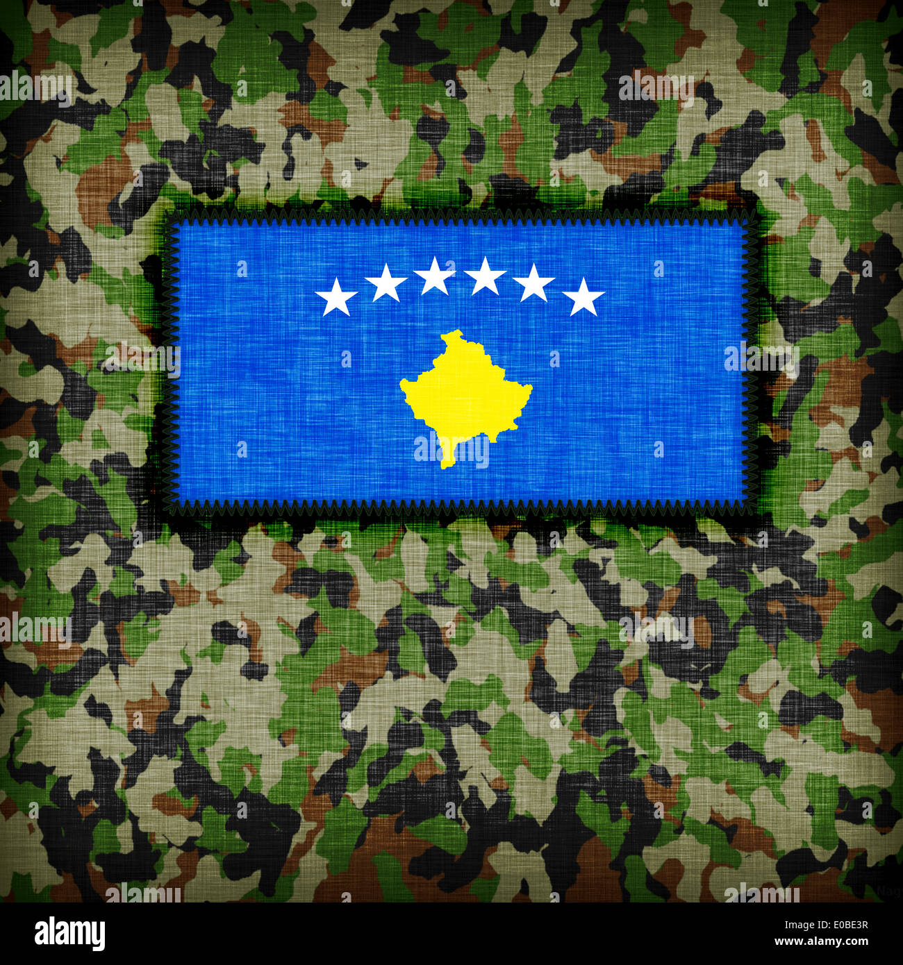 Amy camouflage uniform with flag on it  Kosovo Stock Photo