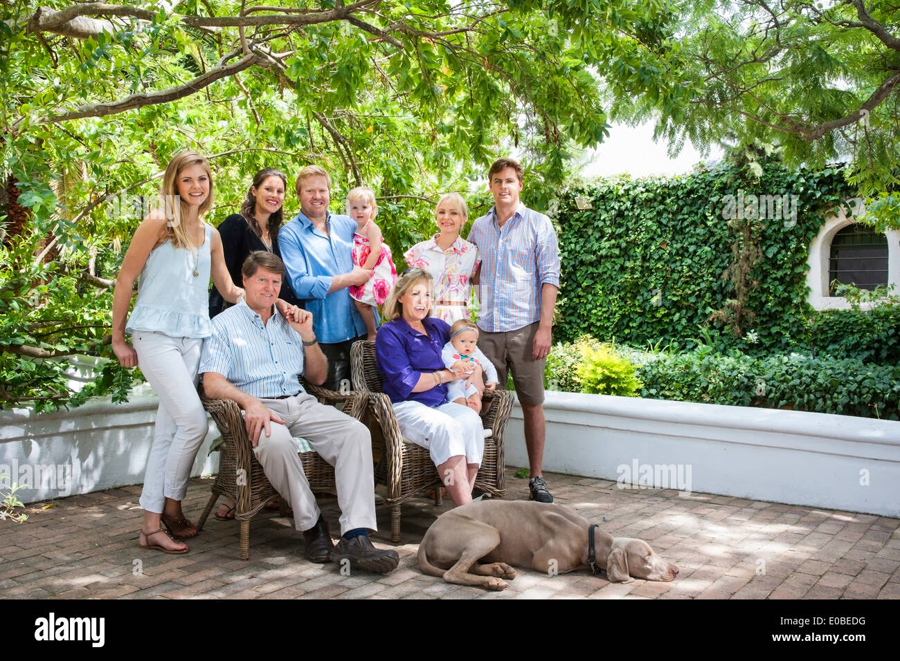 Multi generation family portrait taken on family winery Stock Photo