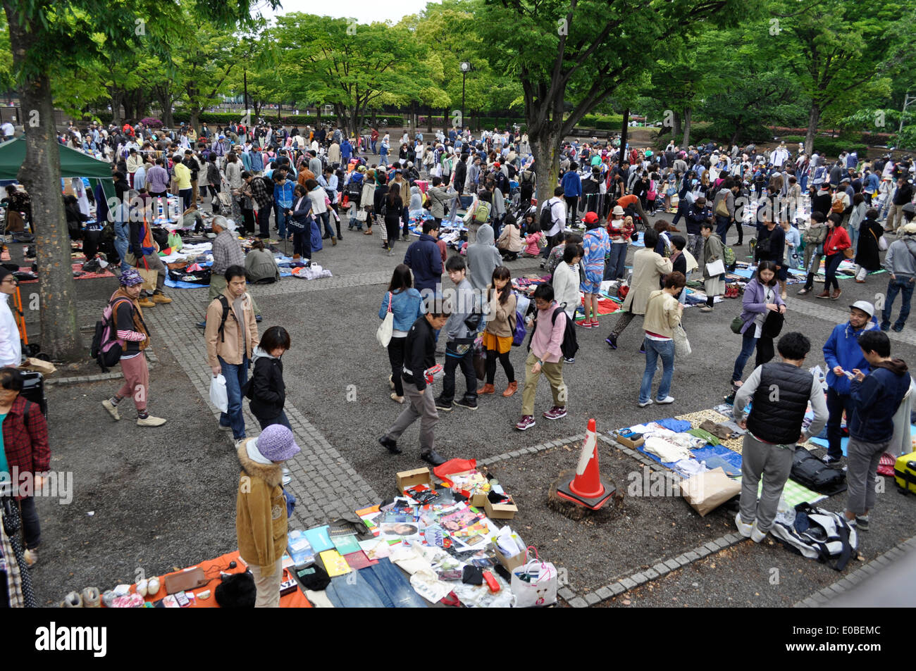 Yoyogi park Tokyo Japan.Flea market. Stock Photo